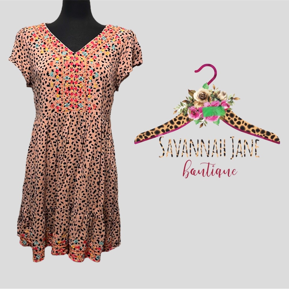 Savanna Jane Embroidered‎ Dress Animal Print